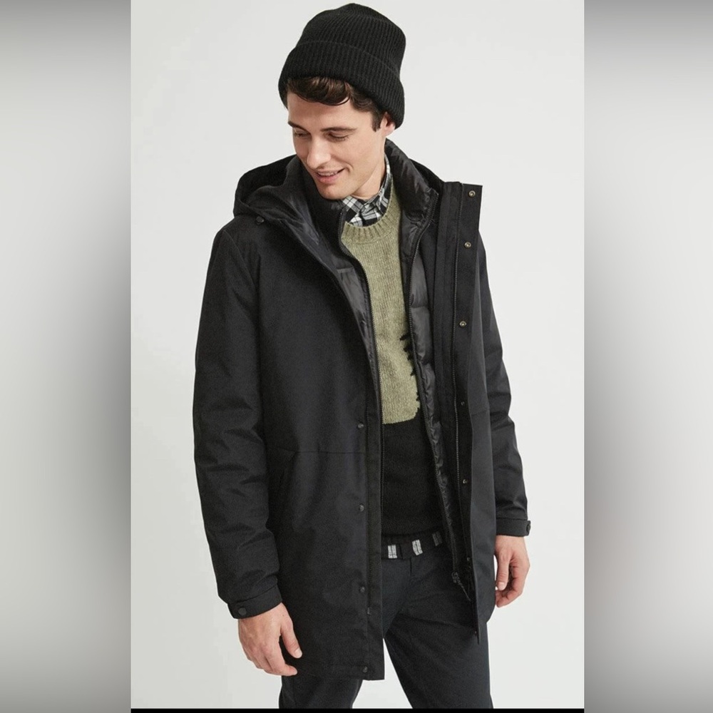 RW&CO Men's Black Hooded Jacket/Parka 3in1 Medium